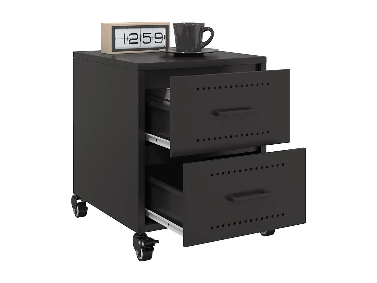 Table de chevet noir 36x39x43,5 cm acier