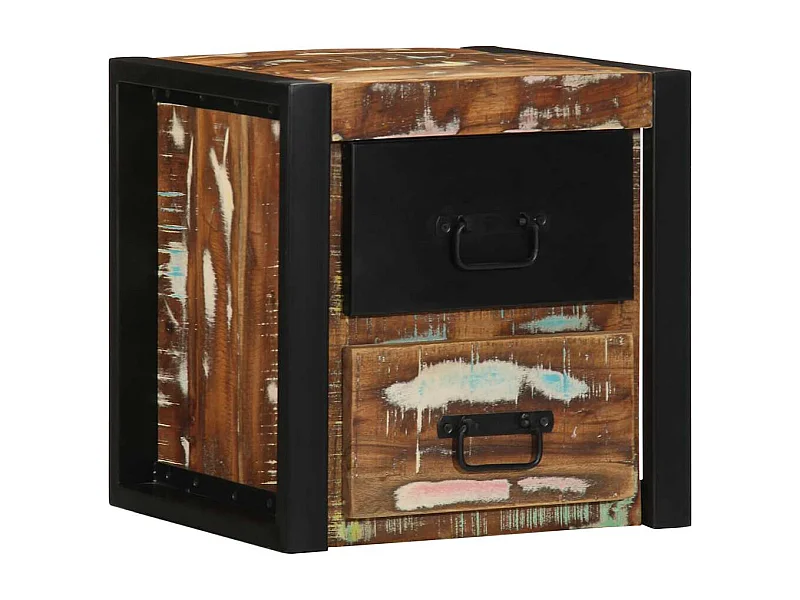 Comodino multicolore 40x35x40 cm in legno di recupero