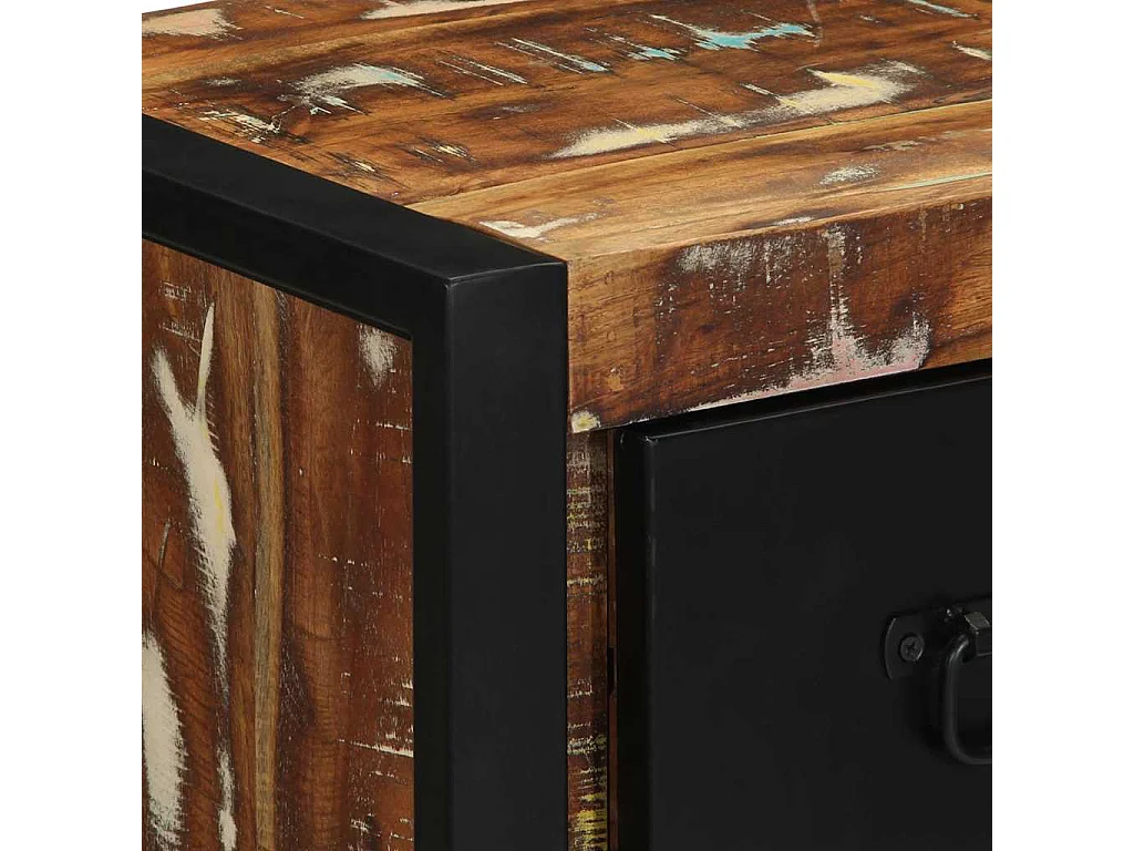 Comodino multicolore 40x35x40 cm in legno di recupero