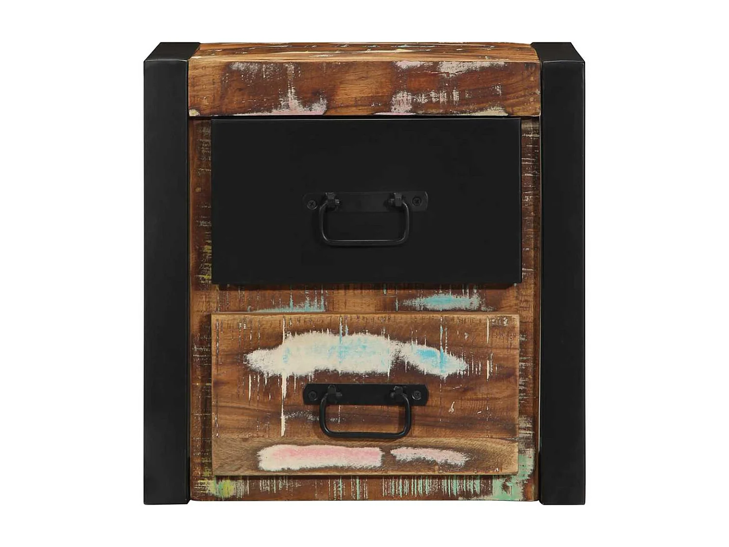 Comodino multicolore 40x35x40 cm in legno di recupero