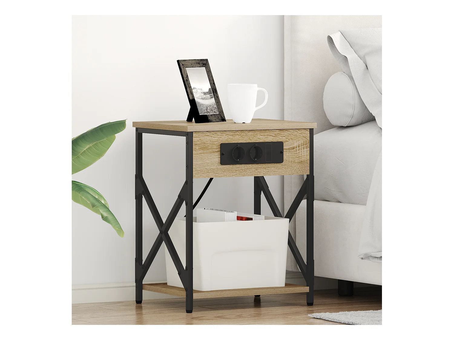 Comodino con cassetto in rovere Sonoma 41 x 31 x 51 cm