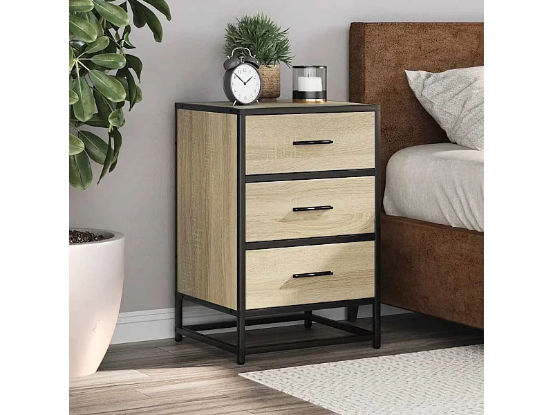 Nachtkastje Sonoma Eiken 40x34,5x60cm bewerkt hout metaal