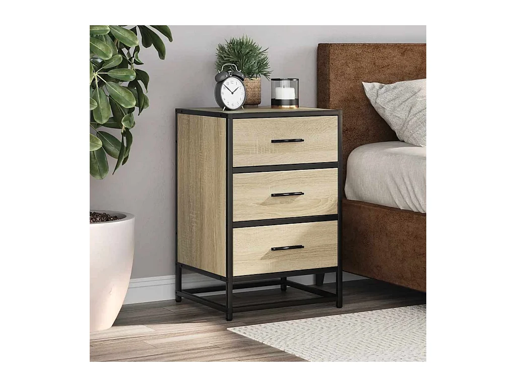 Nachtkastje Sonoma Eiken 40x34,5x60cm bewerkt hout metaal