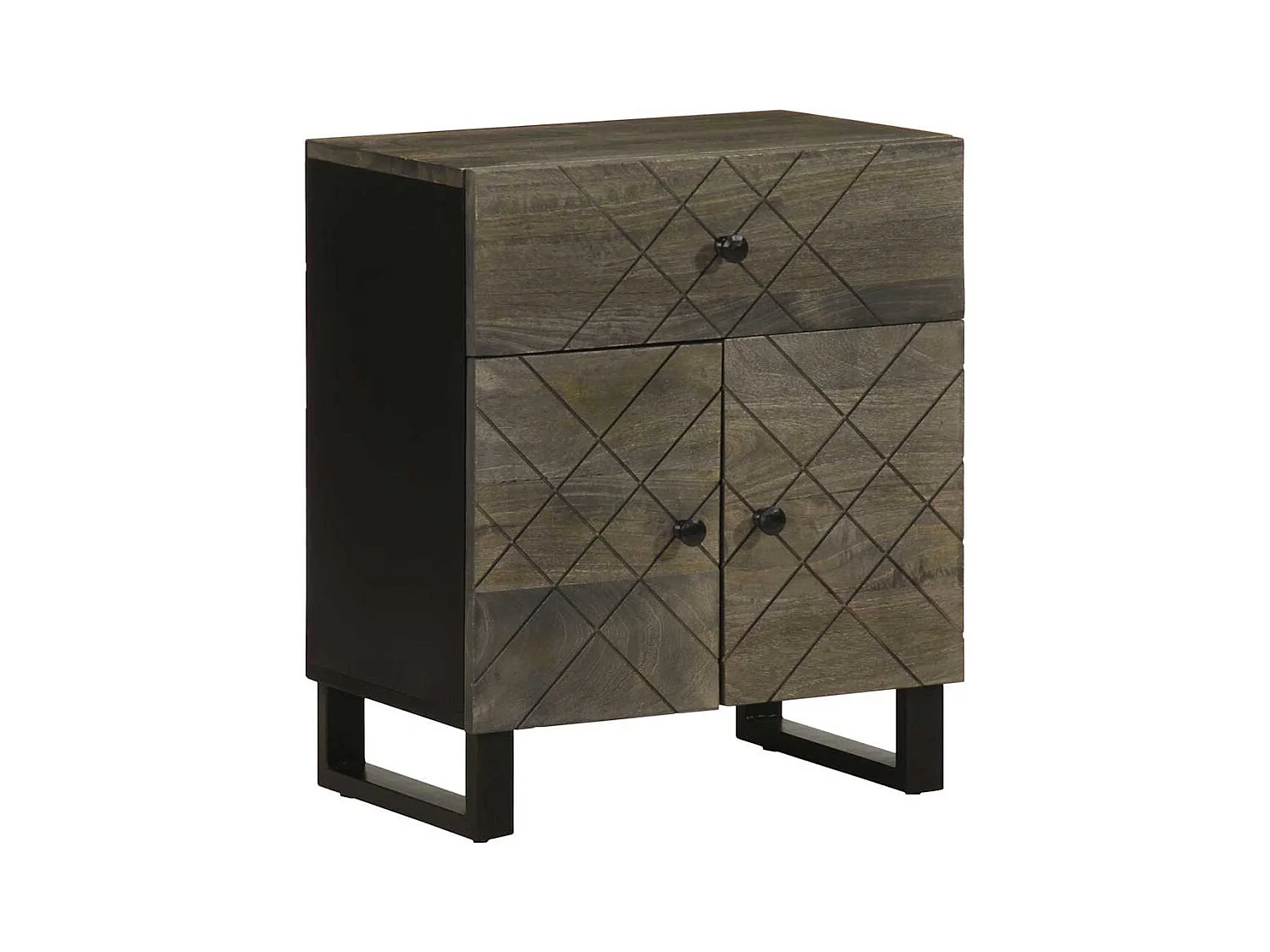 Table de chevet noir 50x33x60 cm bois de manguier massif