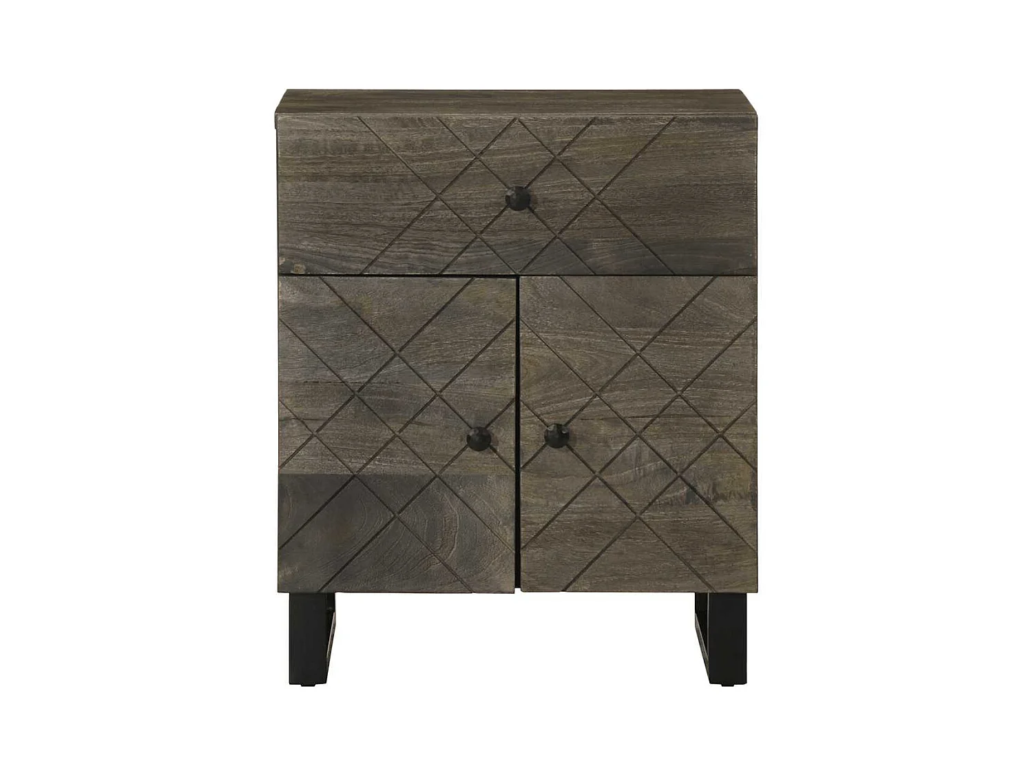 Table de chevet noir 50x33x60 cm bois de manguier massif