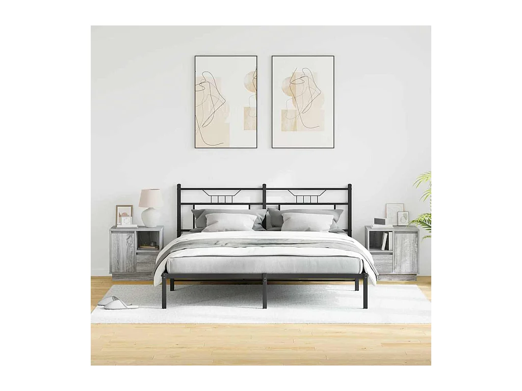 Nachttische mit LED 2 Stück Sonoma Grau 50x34,5x50 cm