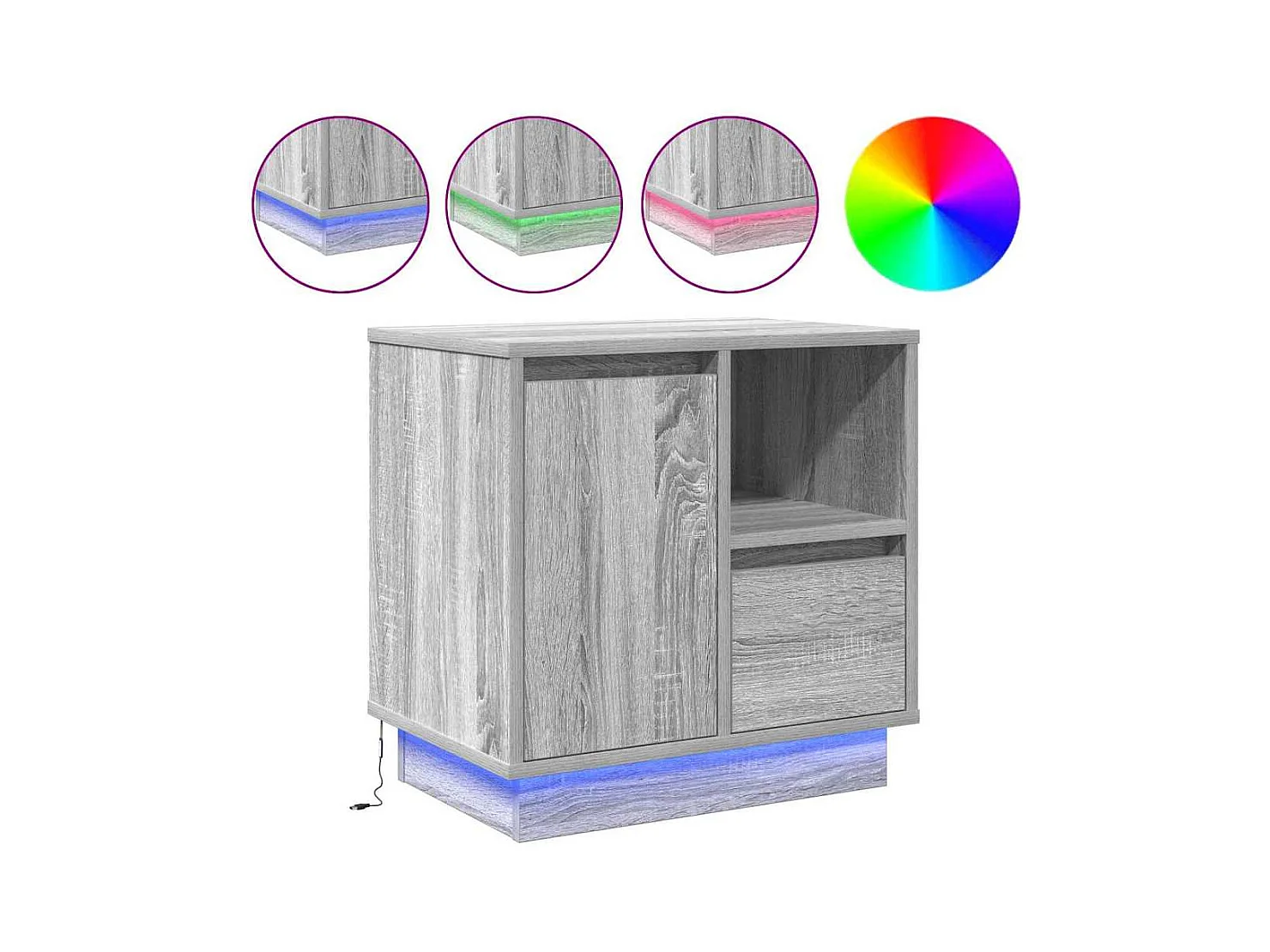 Nachtkastjes met LED 2 stuks Sonoma Grijs 50x34,5x50 cm