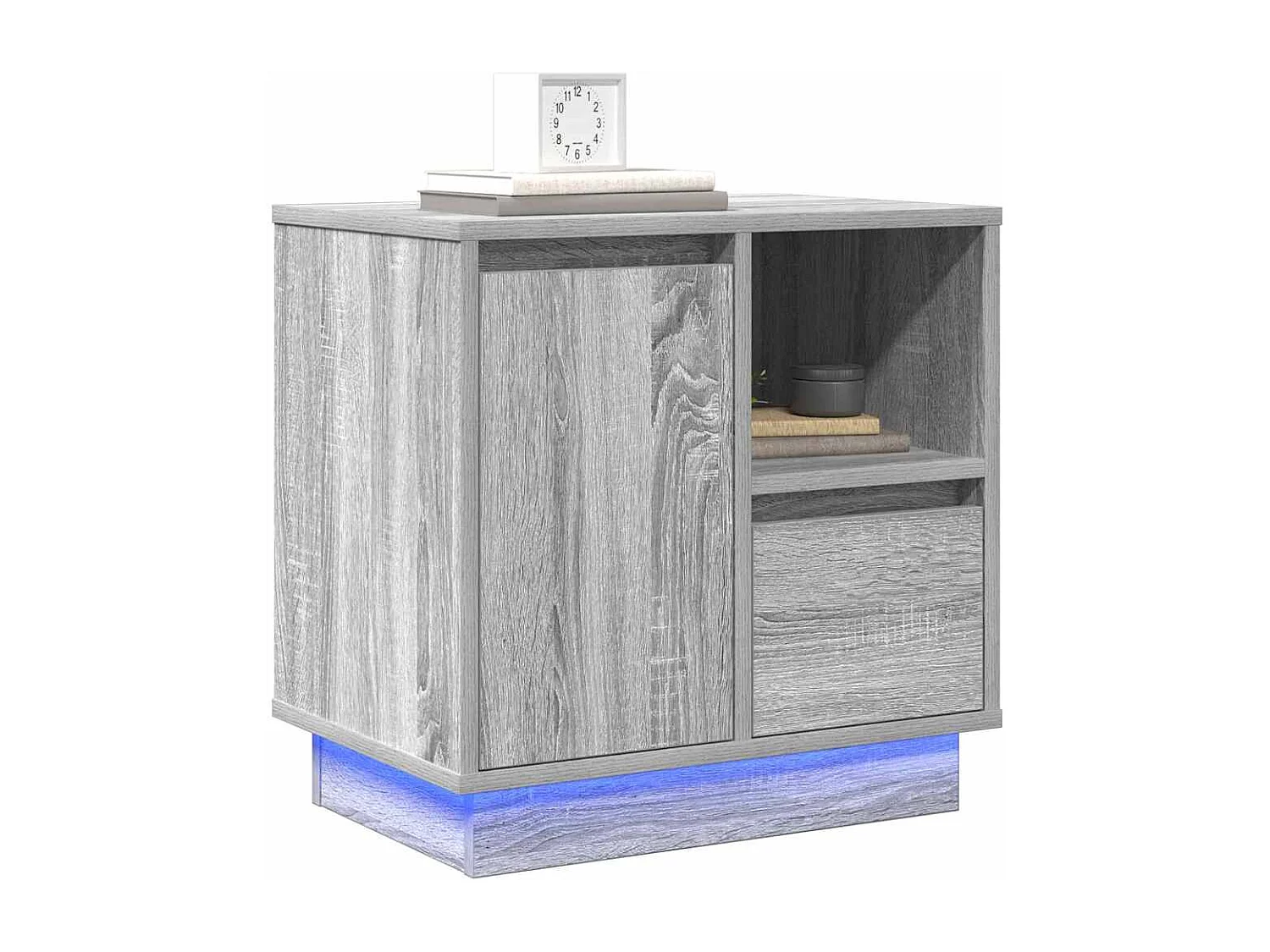 Tables de chevet avec LED 2 pièces Gris Sonoma 50x34,5x50 cm