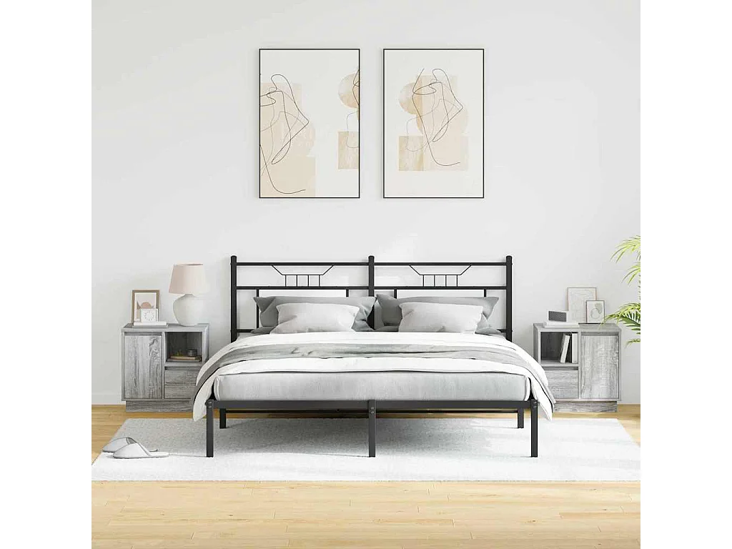 Tables de chevet avec LED 2 pièces Gris Sonoma 50x34,5x50 cm