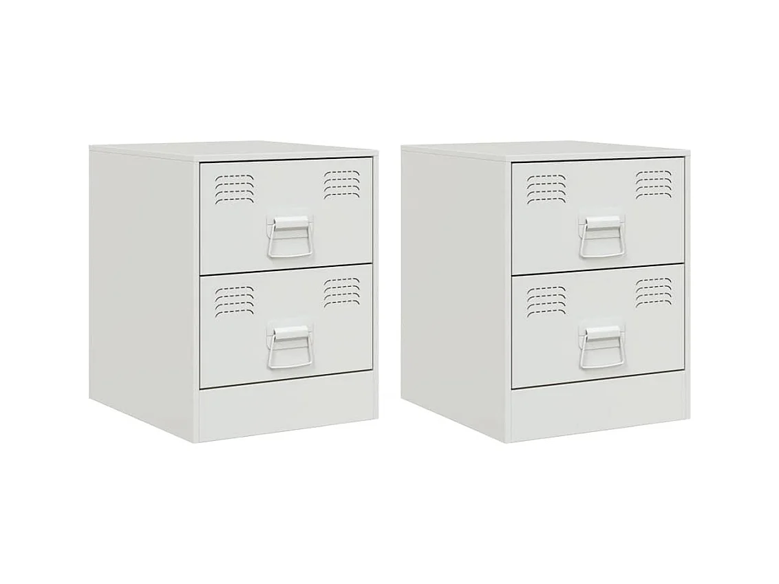 Tables de chevet 2 pcs blanc 34,5x39x44 cm acier