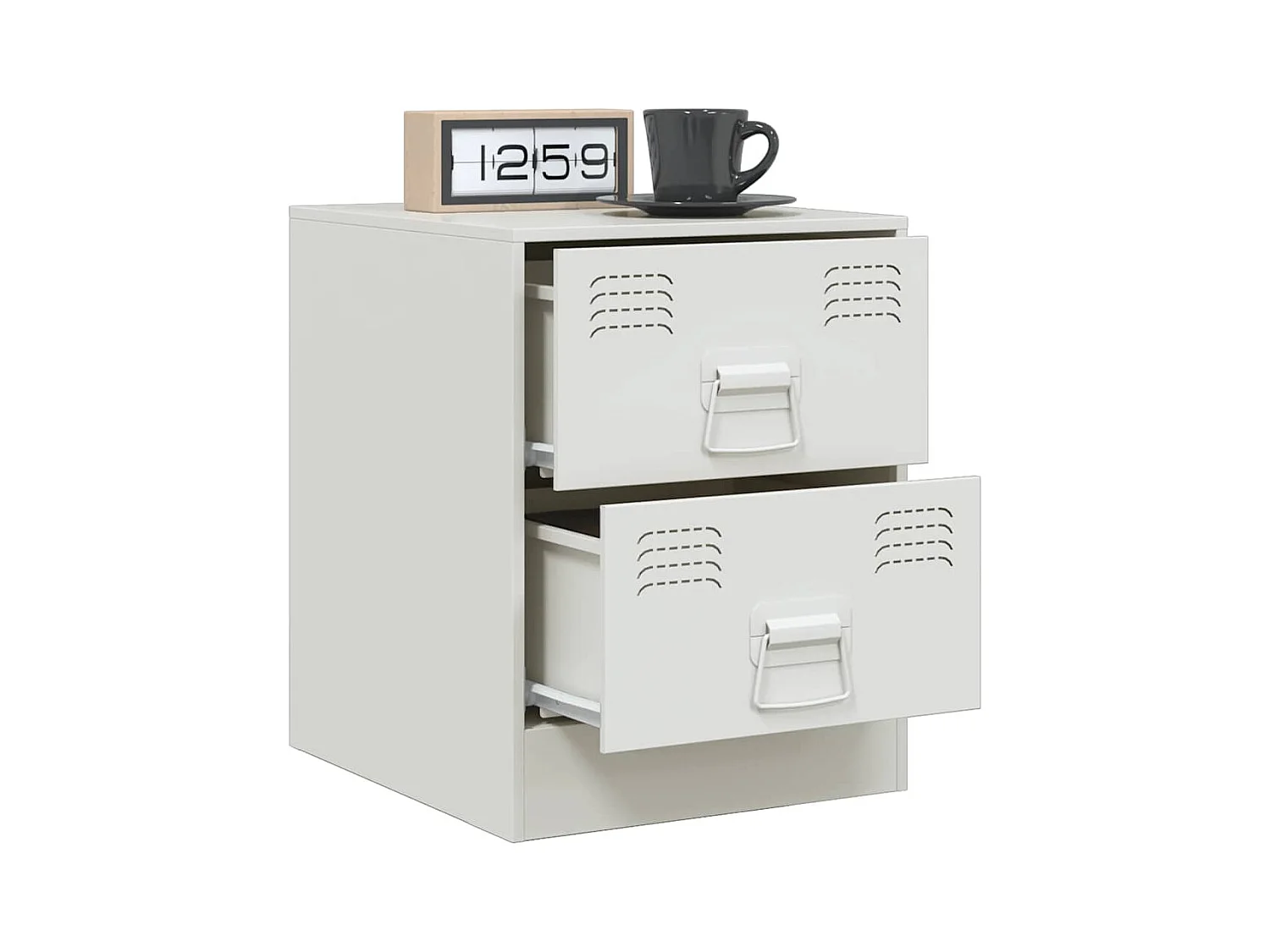 Tables de chevet 2 pcs blanc 34,5x39x44 cm acier