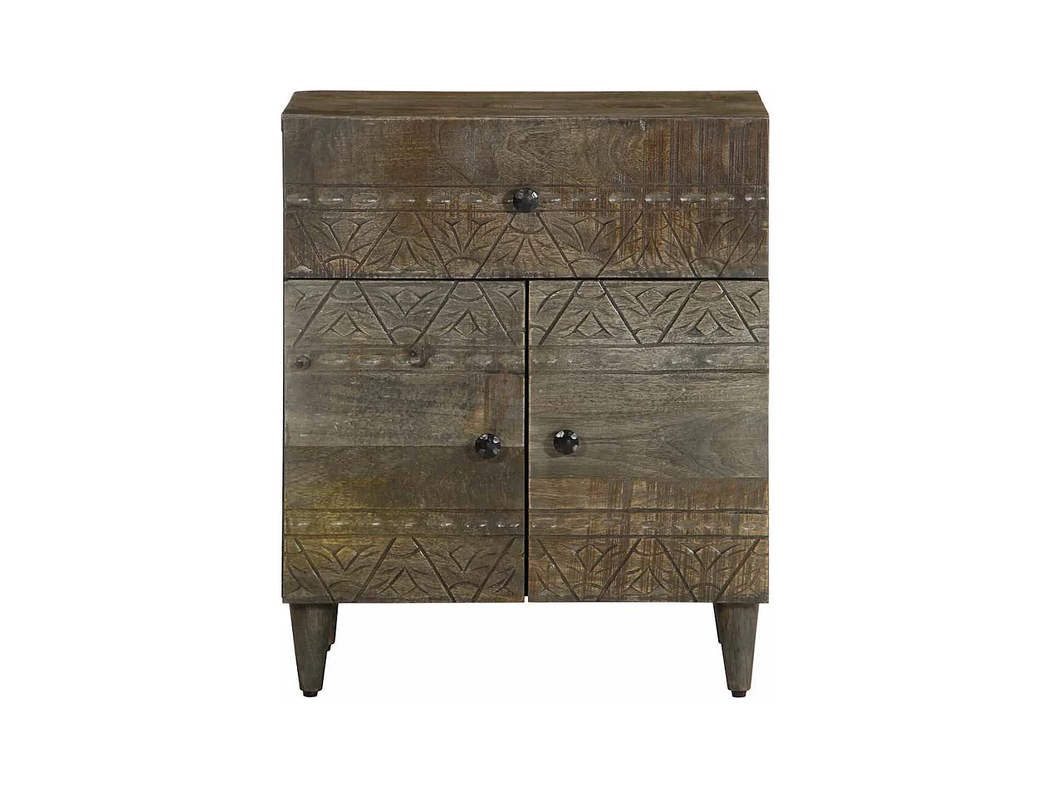 Table de chevet gris clair 50x33x60 cm bois de manguier massif