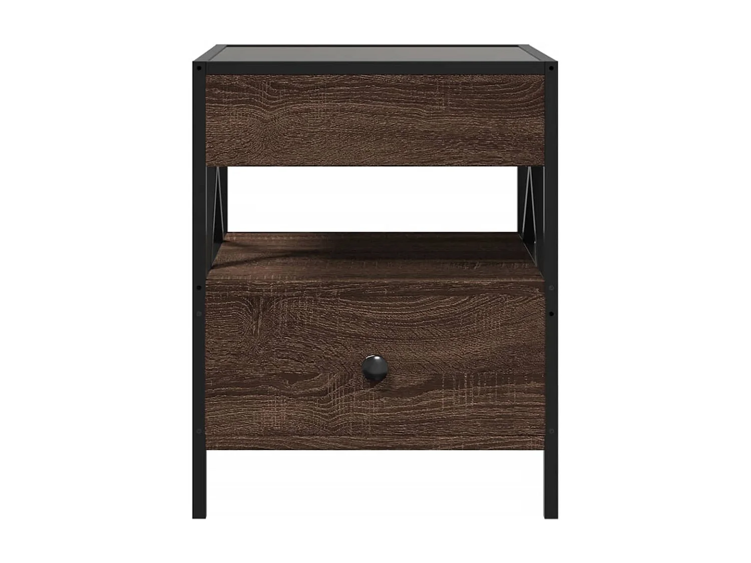 Nachttisch mit LED Infinity braune Eiche 40x40x51 cm