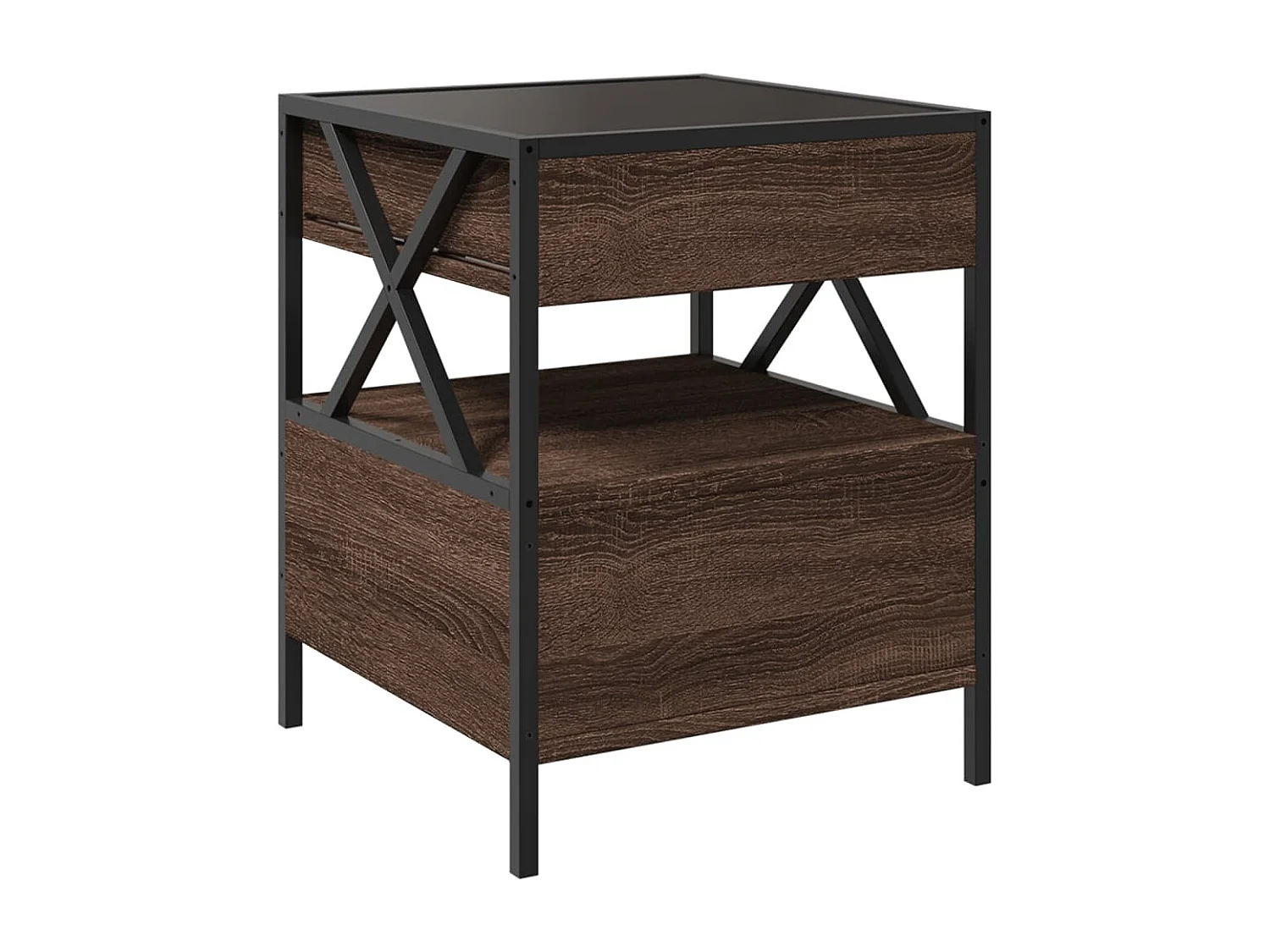 Nachttisch mit LED Infinity braune Eiche 40x40x51 cm