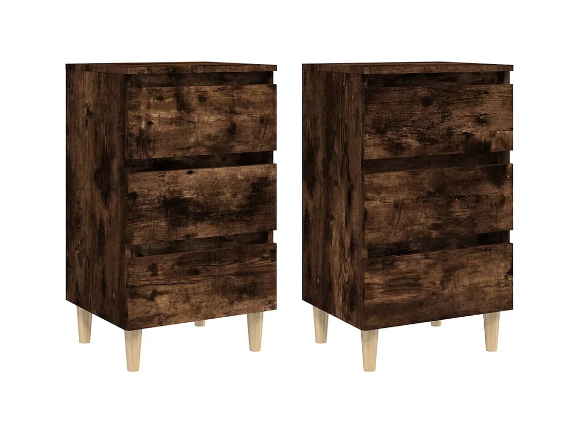 Comodini e gambe in legno 2 pz Rovere affumicato 40x35x69 cm