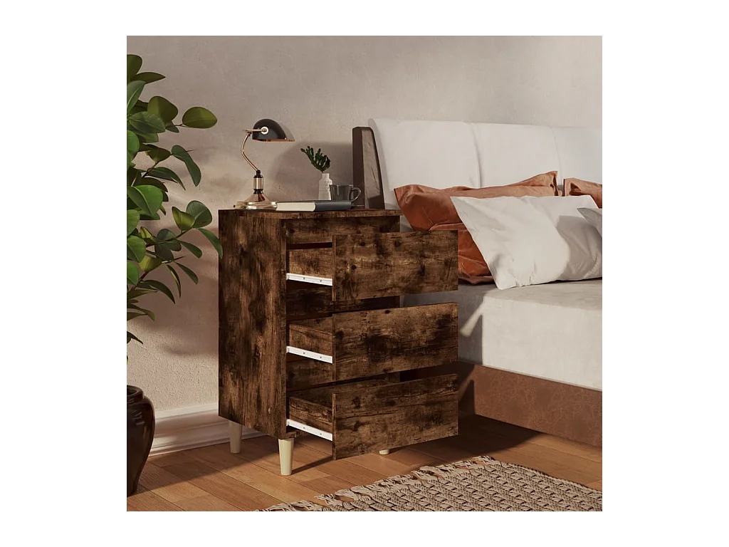 Comodini e gambe in legno 2 pz Rovere affumicato 40x35x69 cm