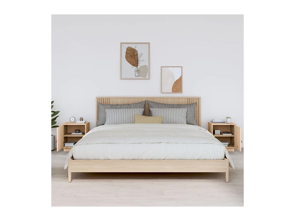 Tables de chevet 2 pcs 40x34x45 cm Bois de pin massif