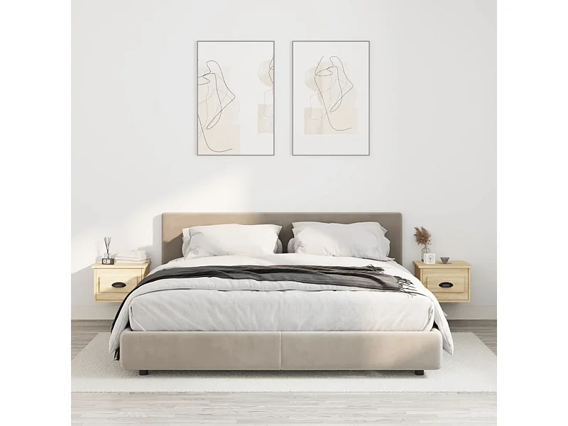 Mesitas de noche de pared 2 piezas roble sonoma 41,5x36x28 cm