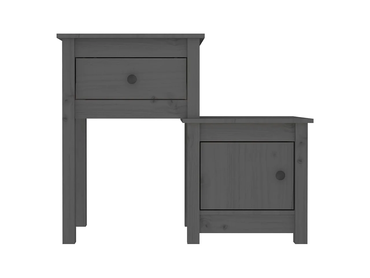 Table de chevet Gris 79,5x38x65,5 cm Bois de pin massif