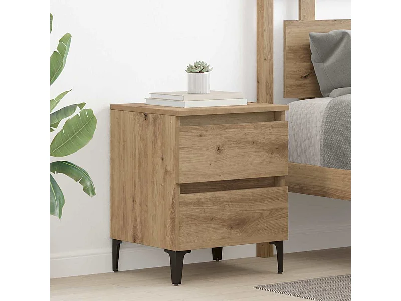 Table de chevet Chêne artisanal 40x35x50 cm Bois d'ingénierie