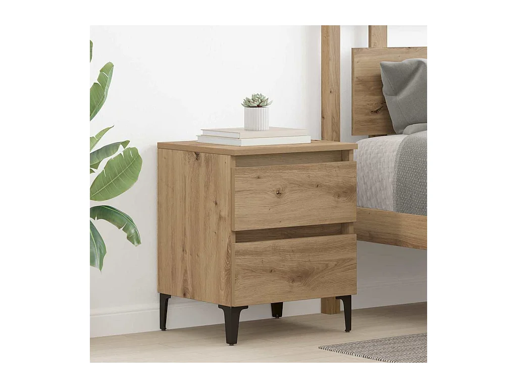 Table de chevet Chêne artisanal 40x35x50 cm Bois d'ingénierie