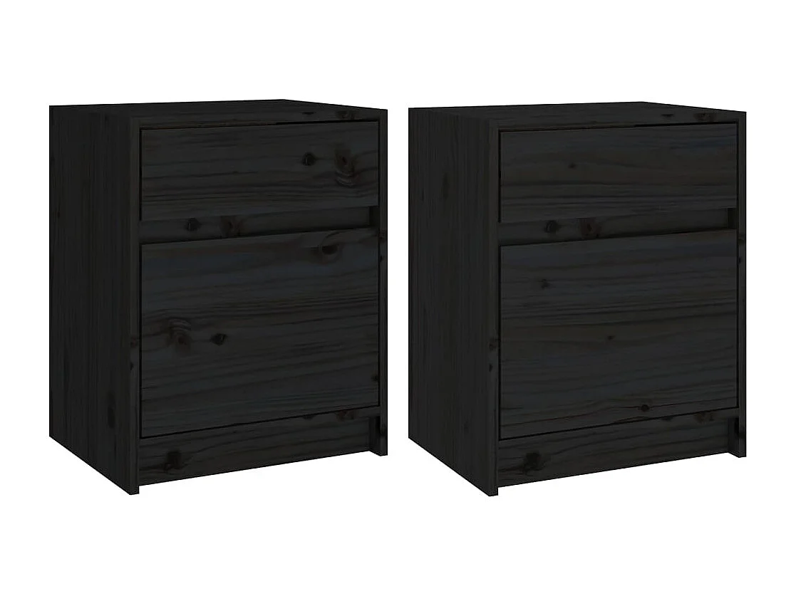 Tables de chevet 2 pcs Noir 40x31x50 cm Bois de pin massif