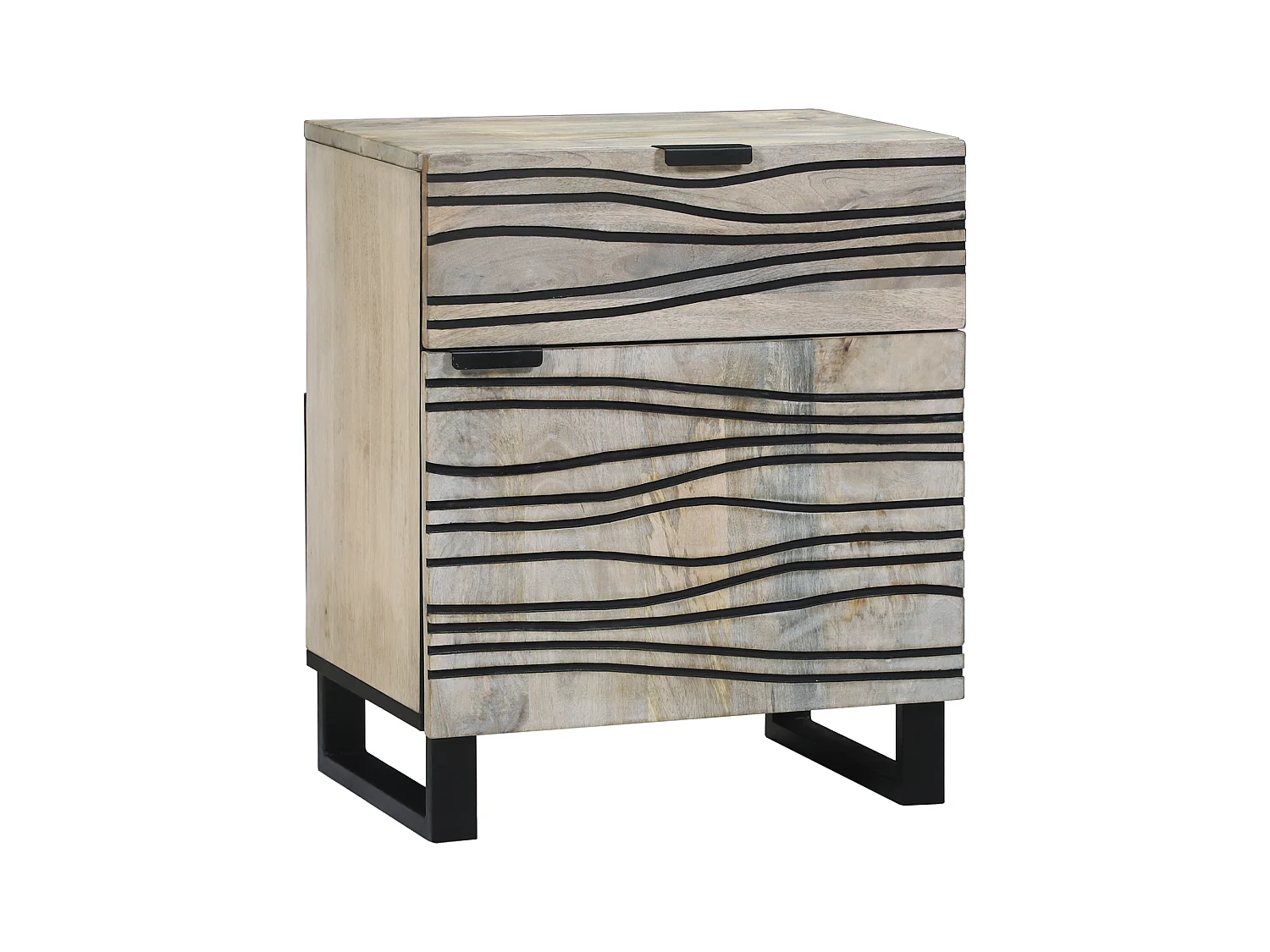 Tables de chevet avec tiroir Blanc et Noir 50 x 33 x 60 cm