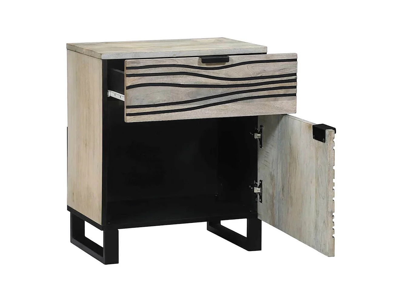 Tables de chevet avec tiroir Blanc et Noir 50 x 33 x 60 cm