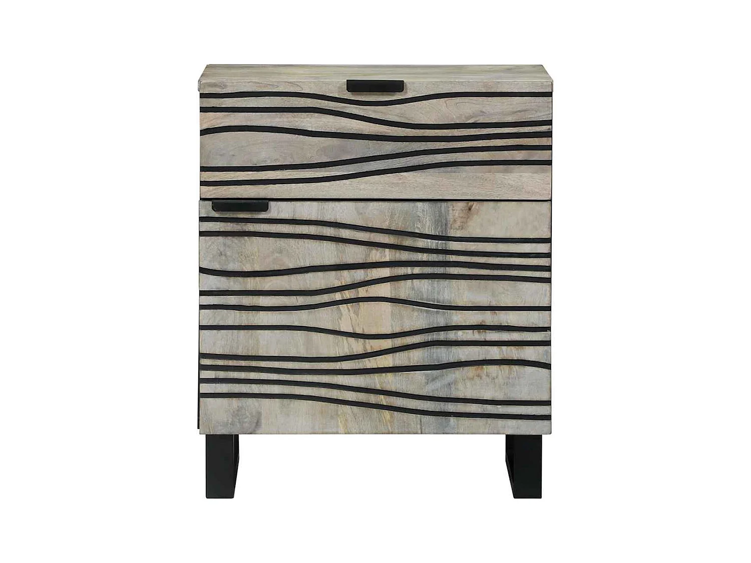 Tables de chevet avec tiroir Blanc et Noir 50 x 33 x 60 cm