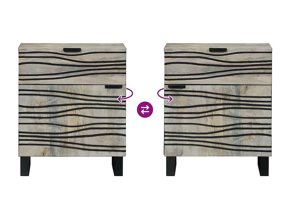 Tables de chevet avec tiroir Blanc et Noir 50 x 33 x 60 cm