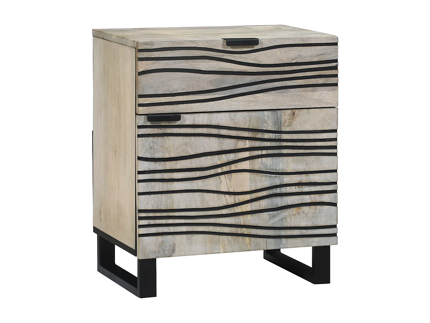 Tables de chevet avec tiroir Blanc et Noir 50 x 33 x 60 cm