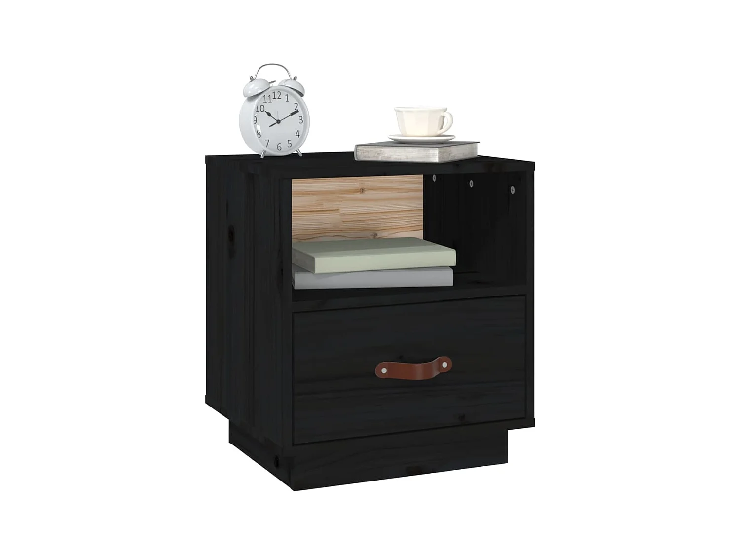 Table de chevet Noir 40x34x45 cm Bois de pin massif