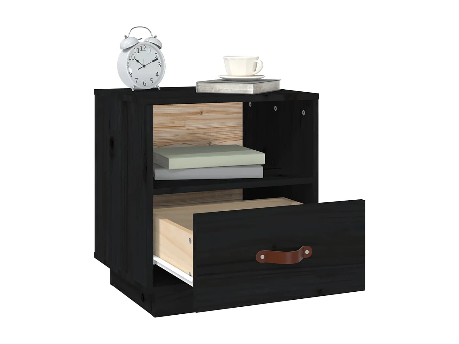 Table de chevet Noir 40x34x45 cm Bois de pin massif