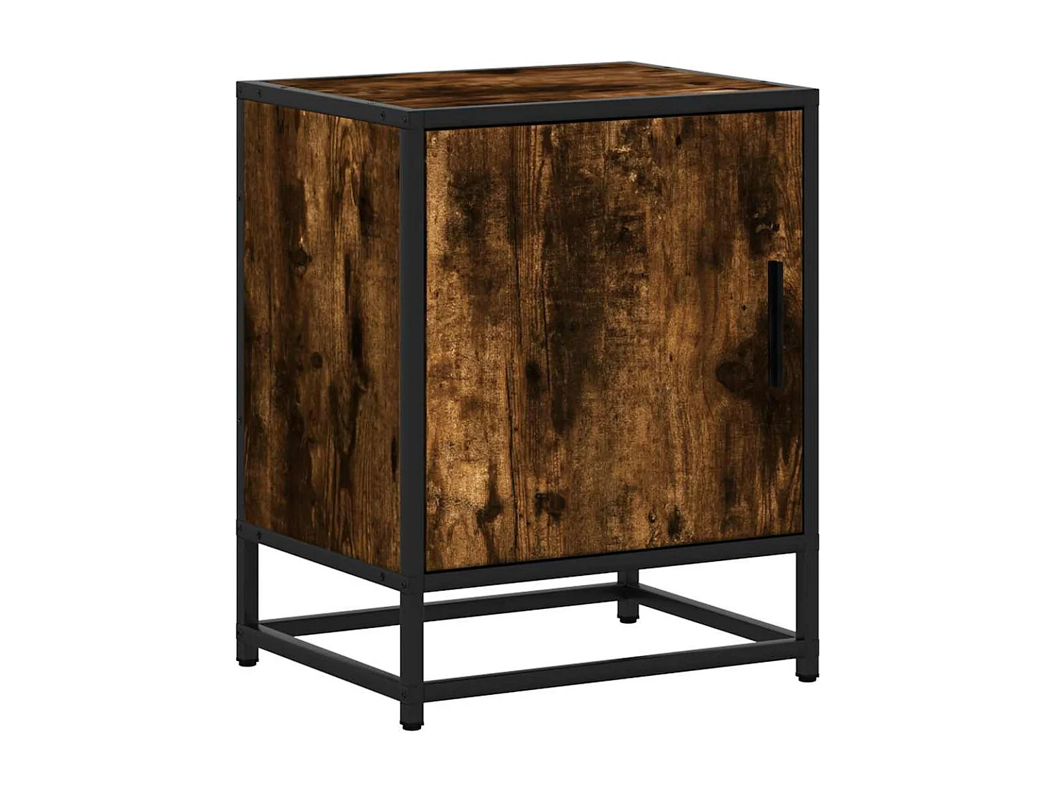 Table de chevet chêne fumé 40x31x50 cm bois d'ingénierie métal