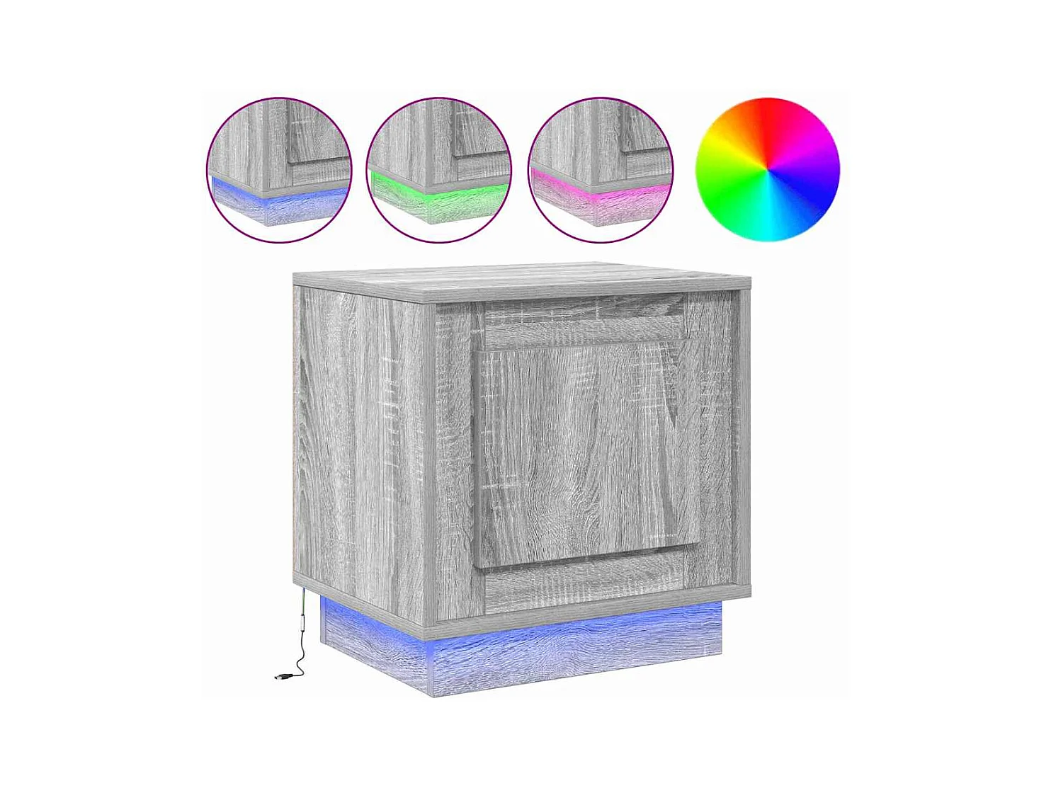 Meubles de chevet avec lumières LED 2 pcs Gris Sonoma 44x34,5x45 cm