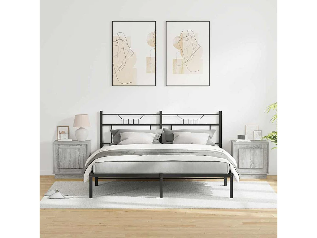 Meubles de chevet avec lumières LED 2 pcs Gris Sonoma 44x34,5x45 cm