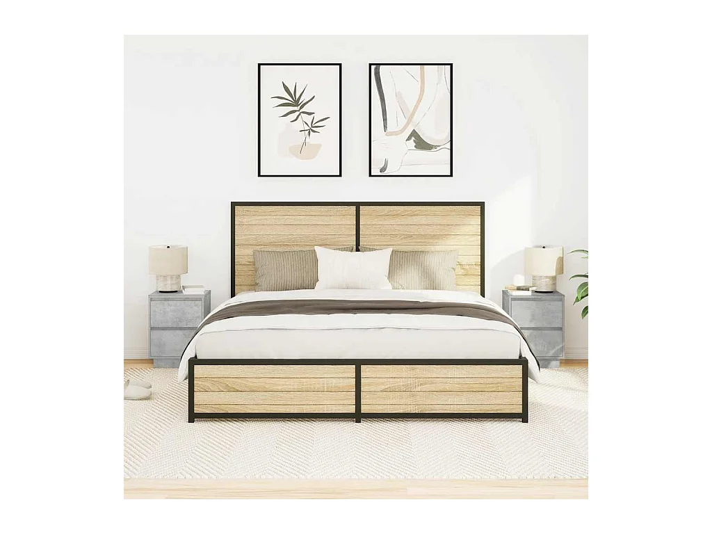 Nachtkastjes met LED-verlichting 2 stuks betongrijs 38x34x50 cm