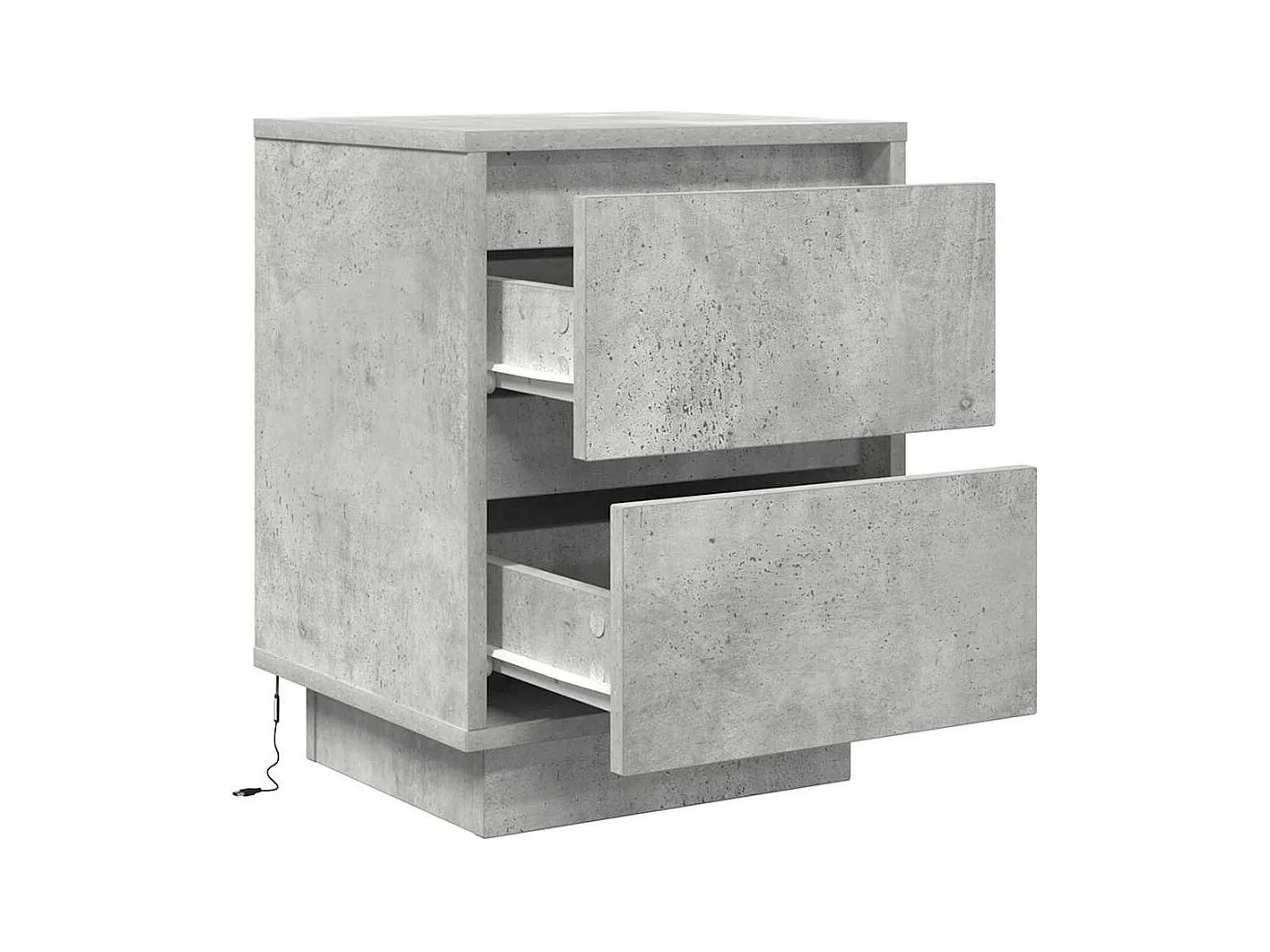 Nachtkastjes met LED-verlichting 2 stuks betongrijs 38x34x50 cm