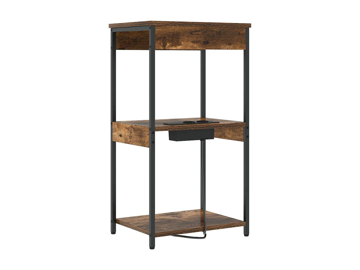 Table de nuit avec station de chargement Chêne fumé