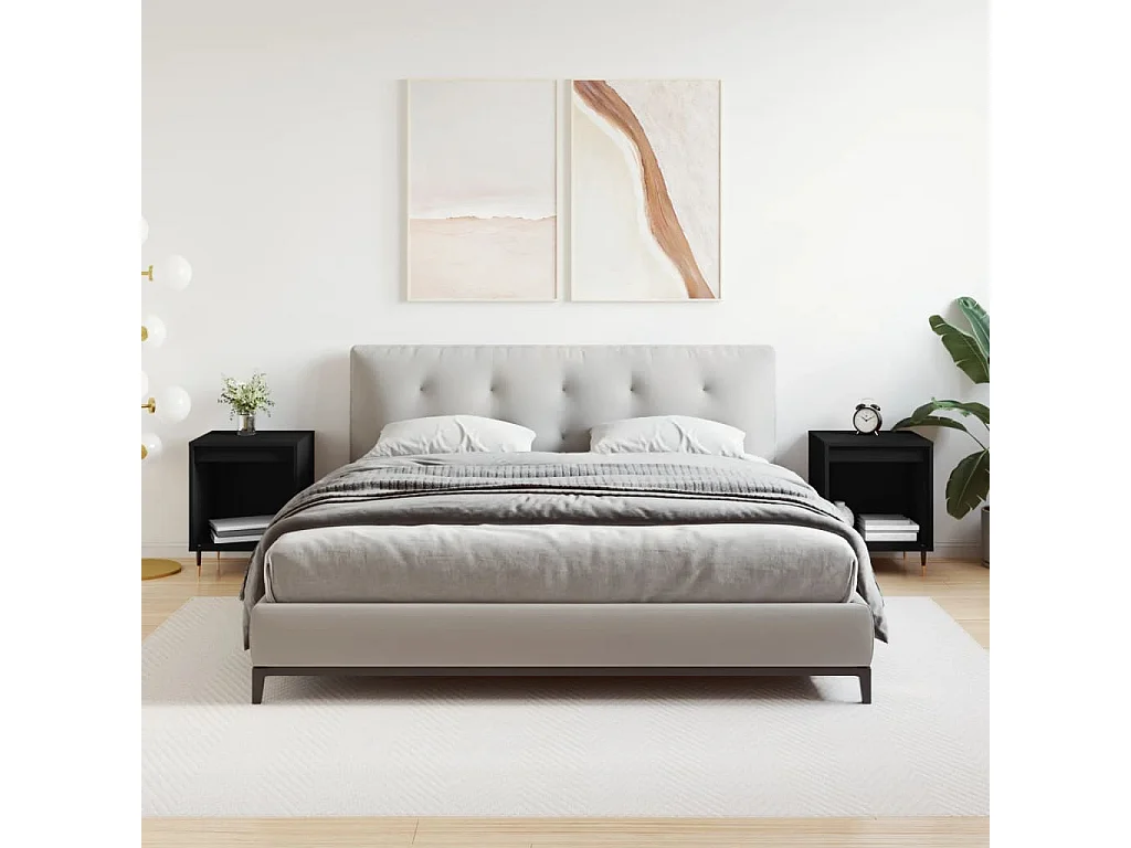 Comodini 2 pezzi neri 40x35x50 cm in legno ingegnerizzato