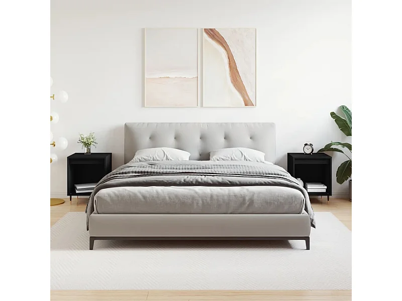 Comodini 2 pezzi neri 40x35x50 cm in legno ingegnerizzato