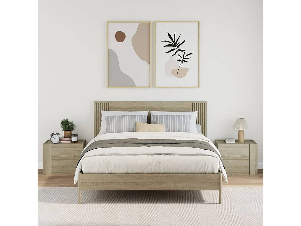 Tables de chevet murales 2 pcs chêne sonoma 45x30x35 cm