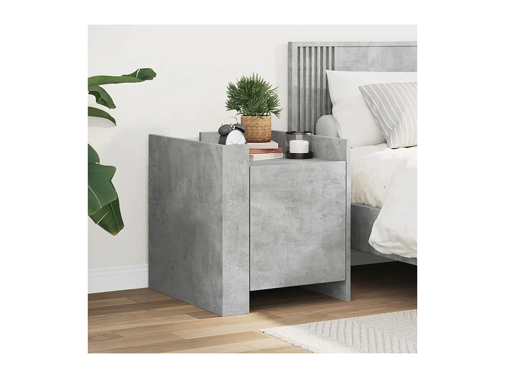Table de chevet gris béton 45x50x50 cm bois d’ingénierie