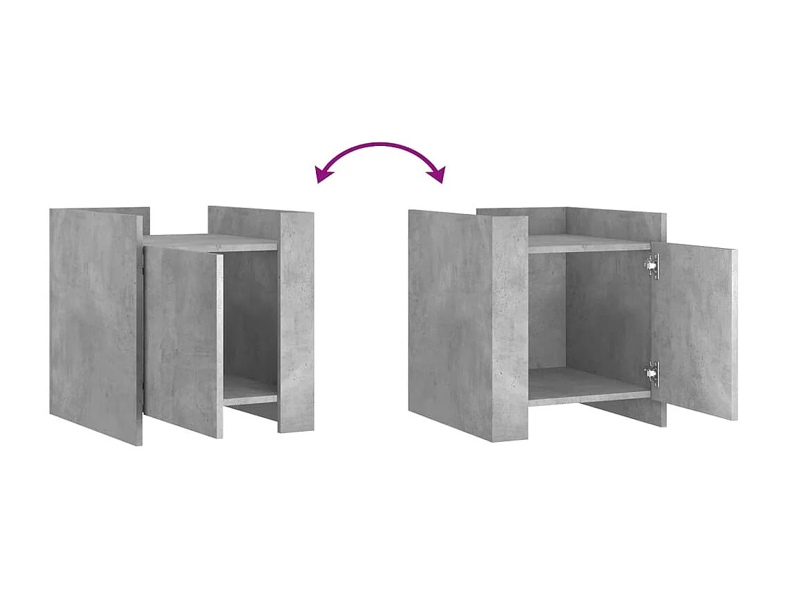 Betongrijs nachtkastje 45x50x50 cm bewerkt hout