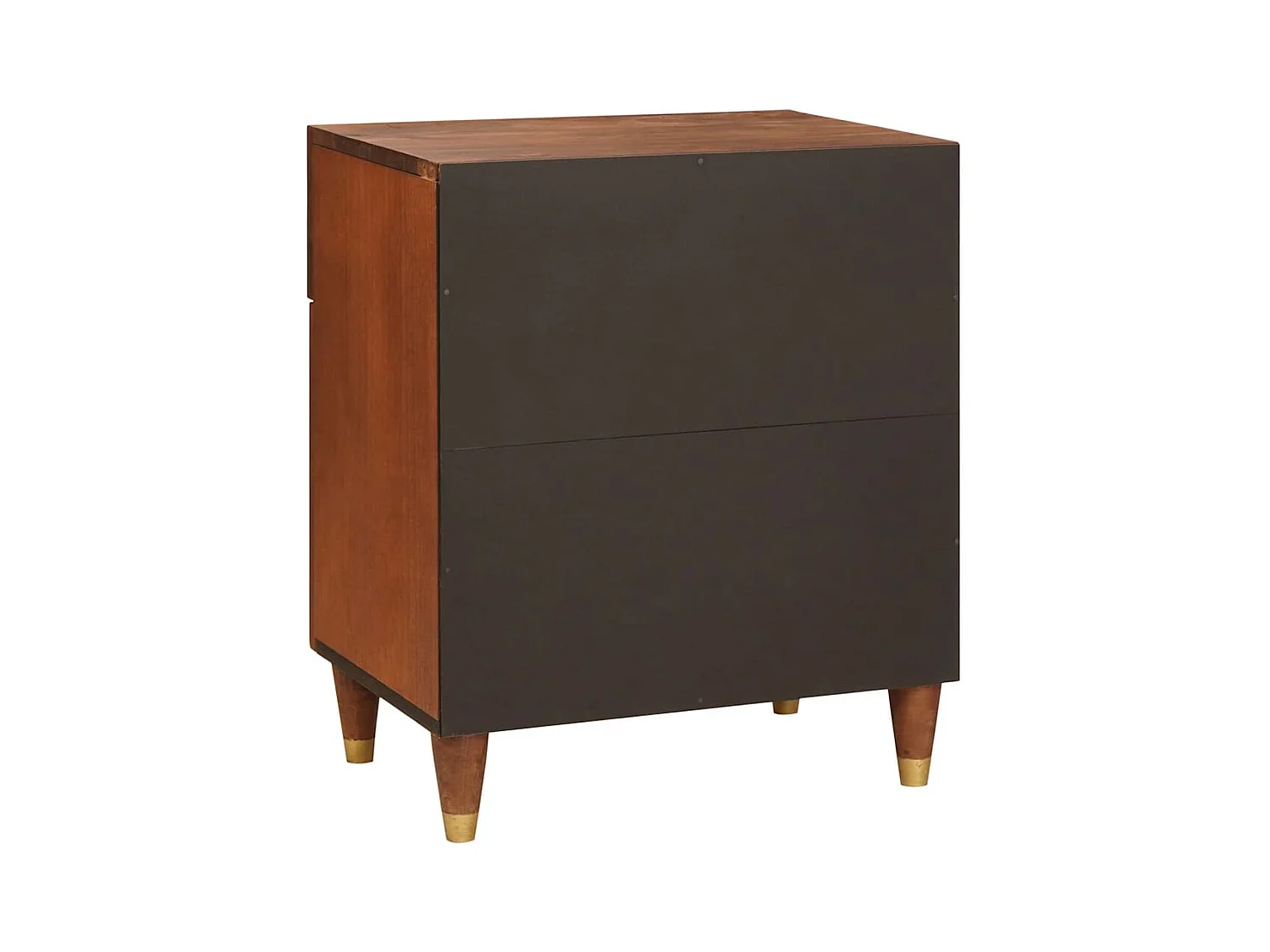 Comodini in rattan marrone e legno massello di mango