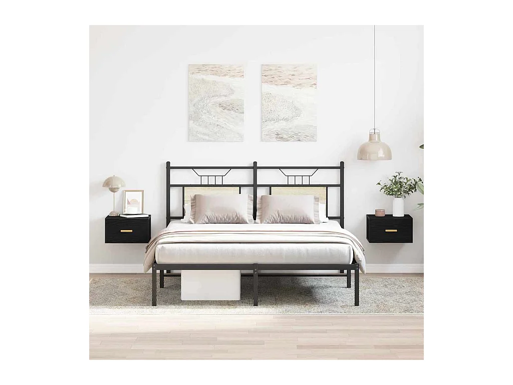 Armoires de chevet murales 2 pcs Chêne noir 35x35x20 cm