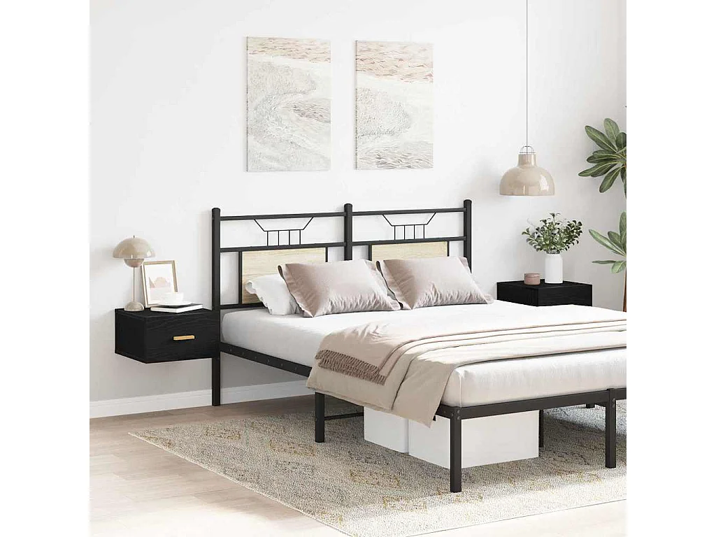 Armoires de chevet murales 2 pcs Chêne noir 35x35x20 cm