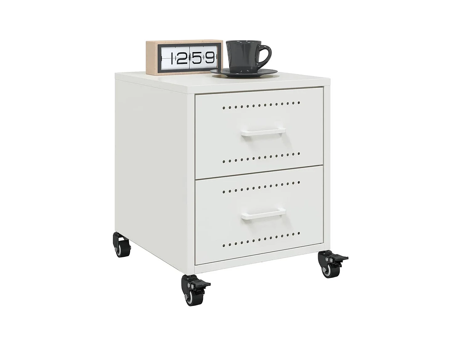 Tables de chevet 2 pcs blanc 36x39x43,5 cm acier