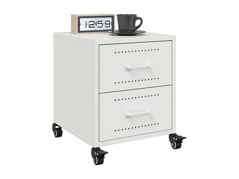 Tables de chevet 2 pcs blanc 36x39x43,5 cm acier