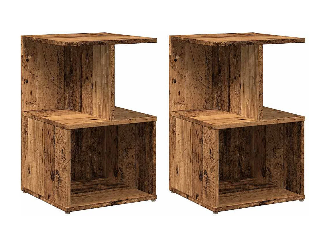 Tables de chevet 2 pcs vieux bois 35x35x55 cm bois d'ingénierie
